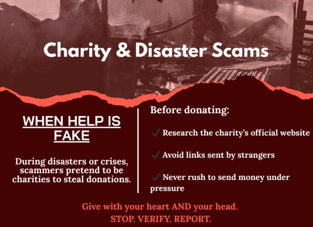 fake charity after disaster web scam