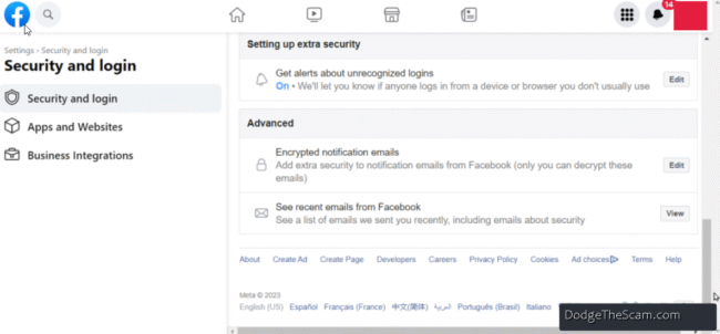 facebook mailing inbox in app